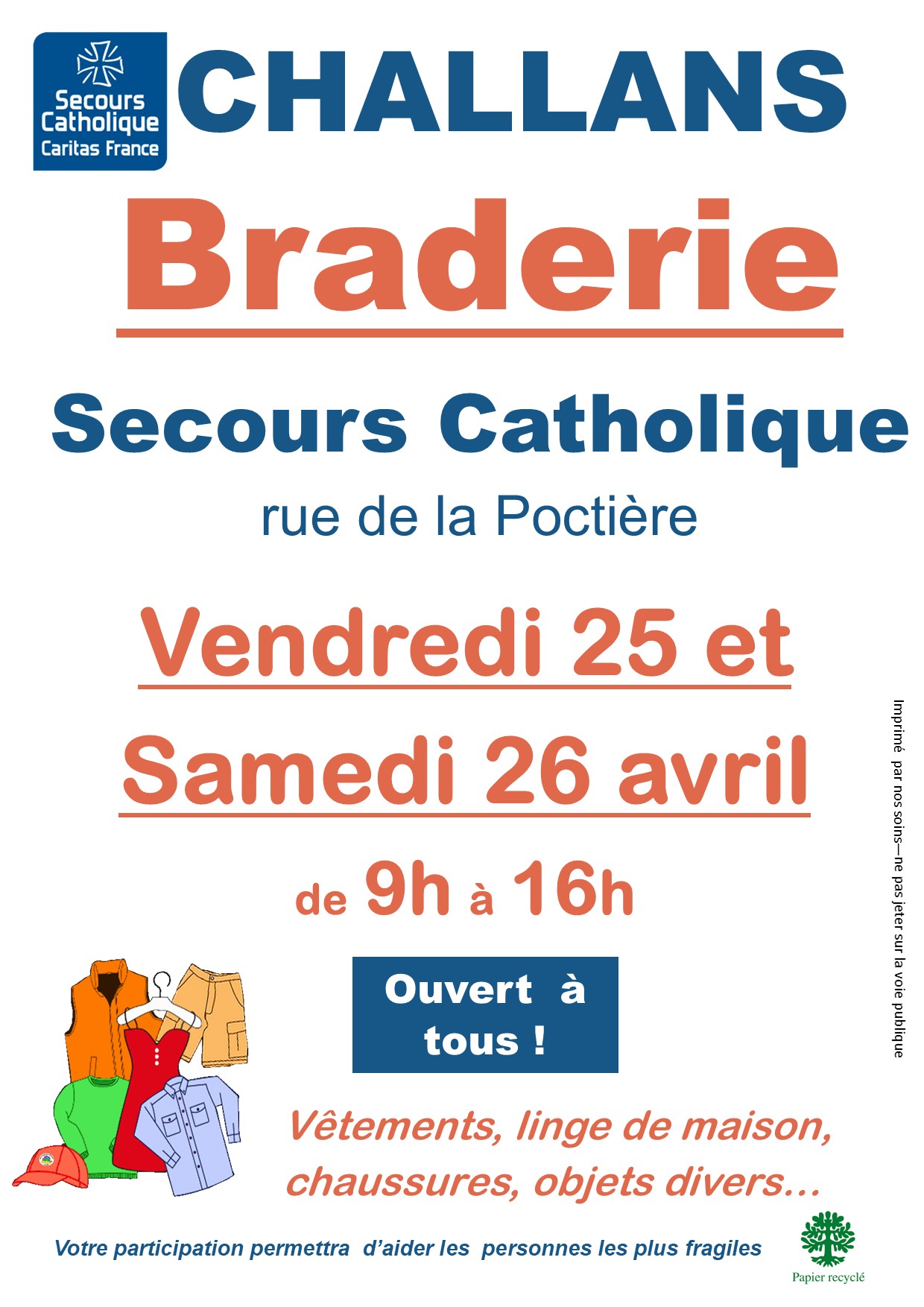 Braderie à Challans les 25 et 26 avril