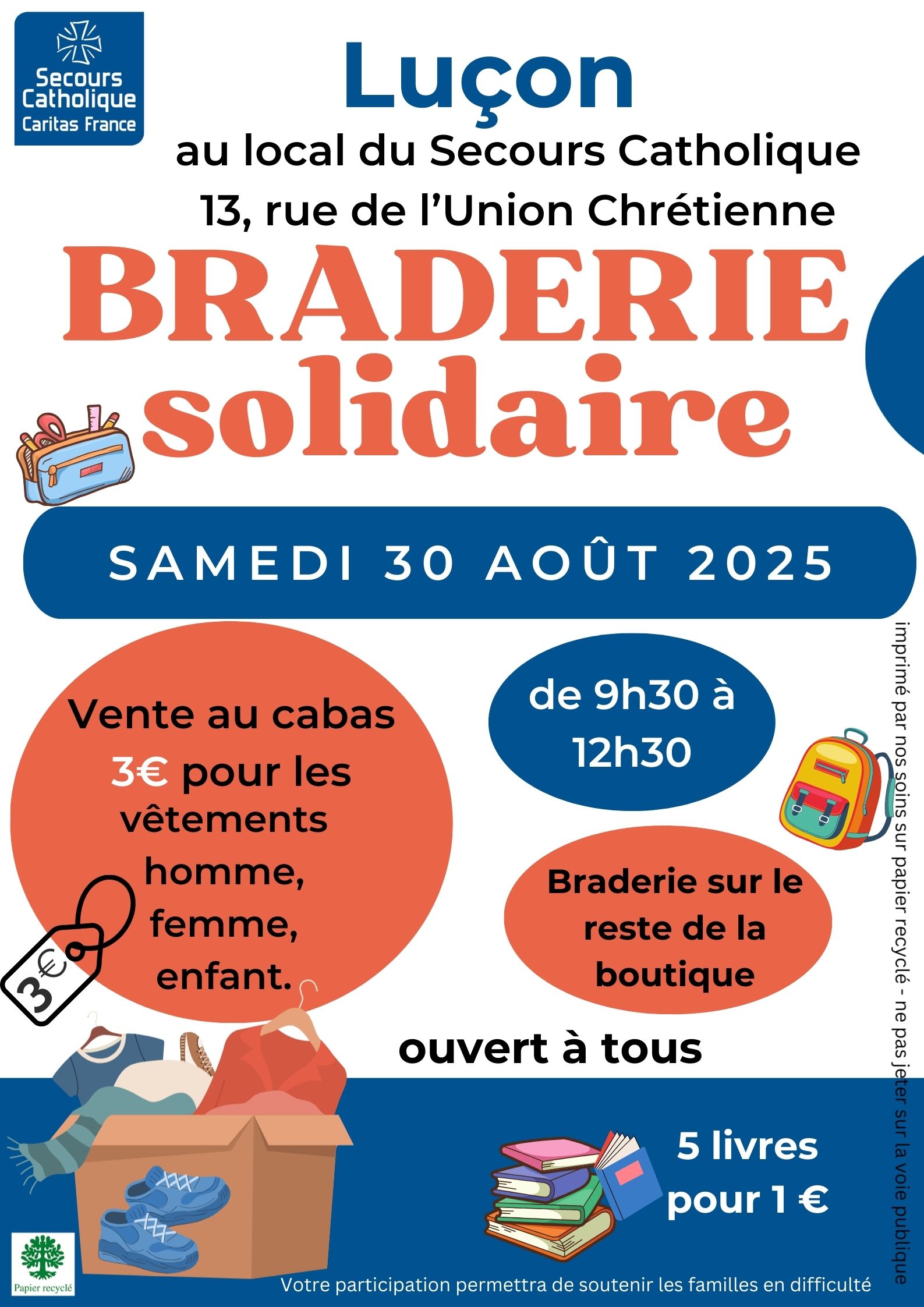 Braderie le 30 aout à Luçon de 9h30 à 12h30