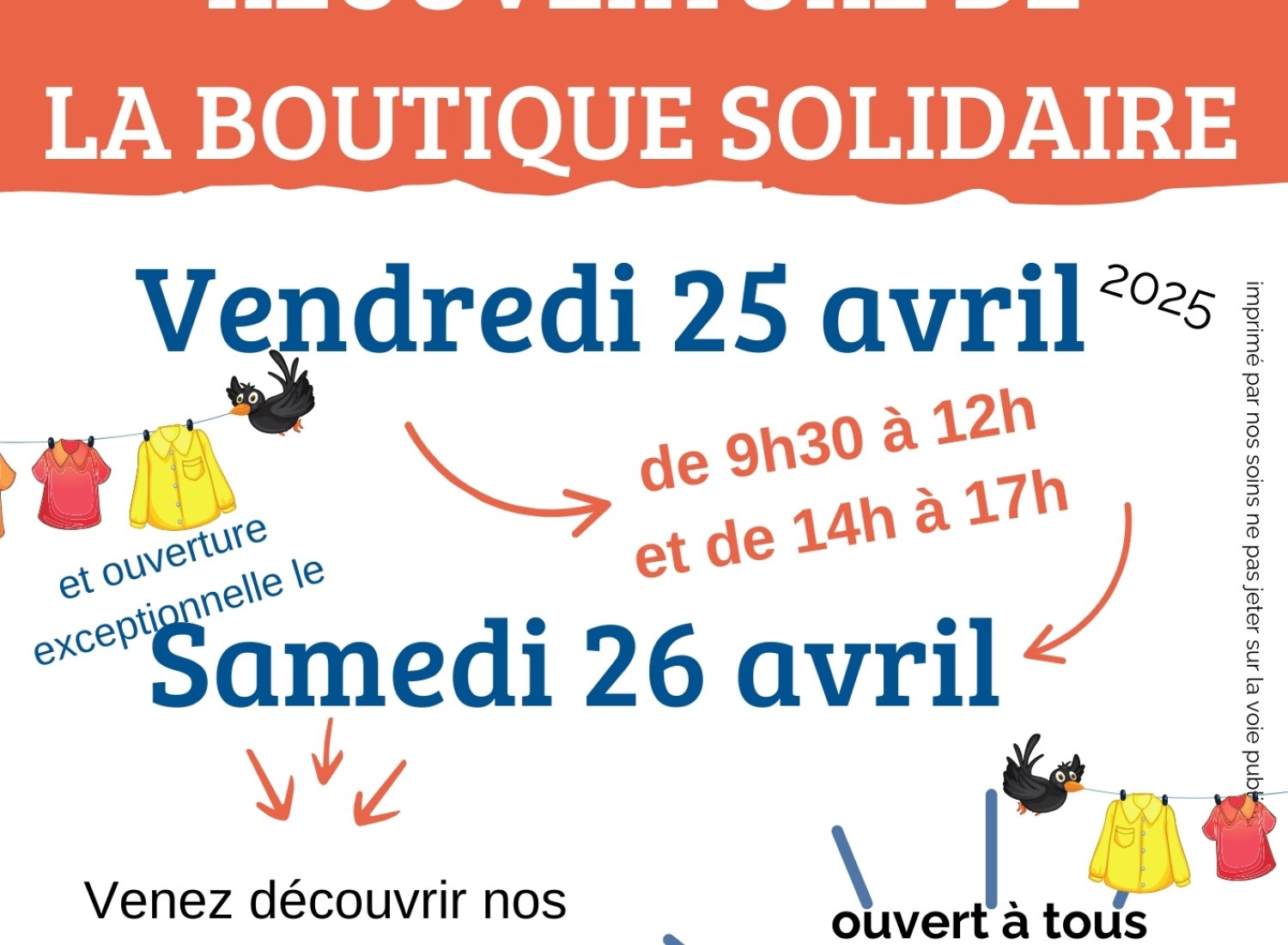 Réouverture des locaux le Vendredi 25 avril